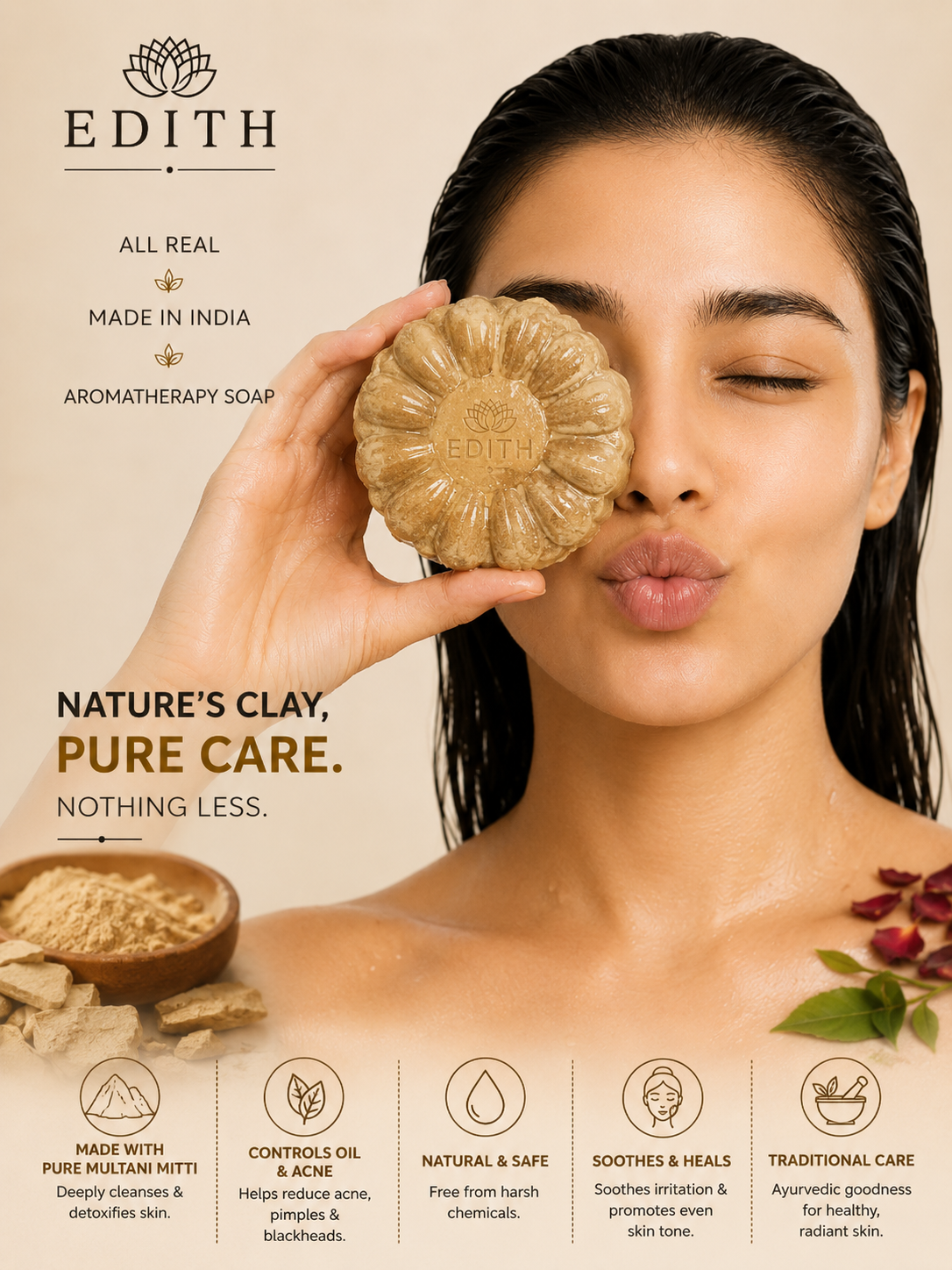 Multani Mitti Soap for Oily & Acne-Prone Skin | Organic Clay Soap