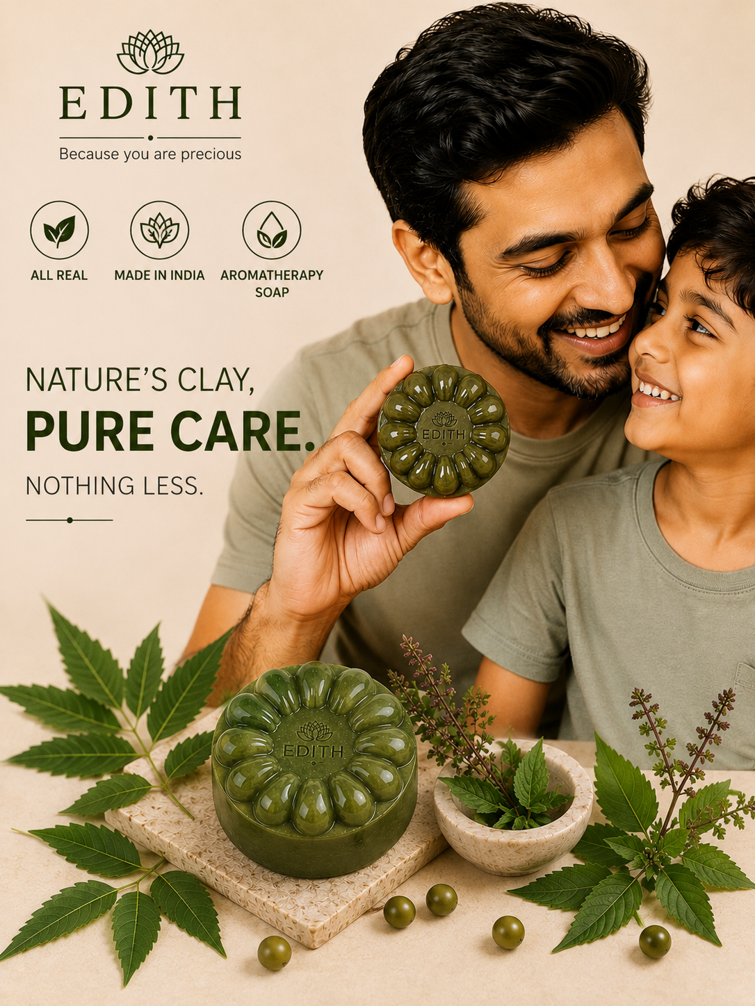 Neem Tulsi Soap for Acne & Pimples | Herbal Antibacterial Soap