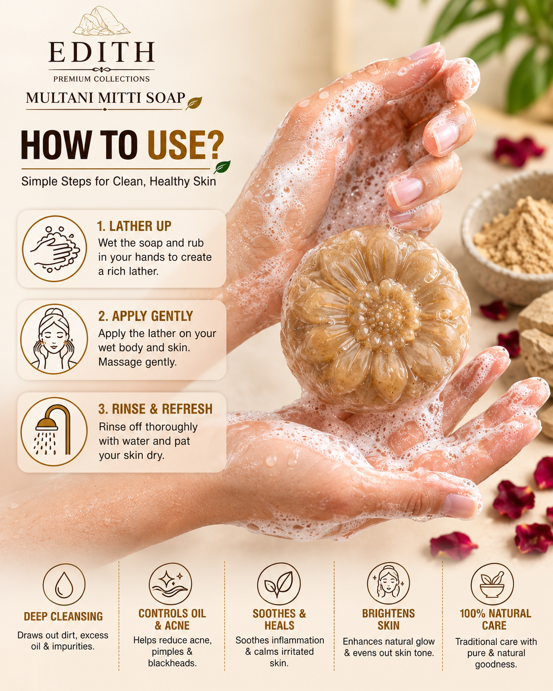 Multani Mitti Soap for Oily & Acne-Prone Skin | Organic Clay Soap