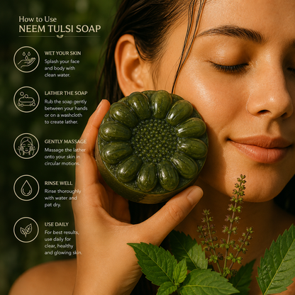 Neem Tulsi Soap for Acne & Pimples | Herbal Antibacterial Soap