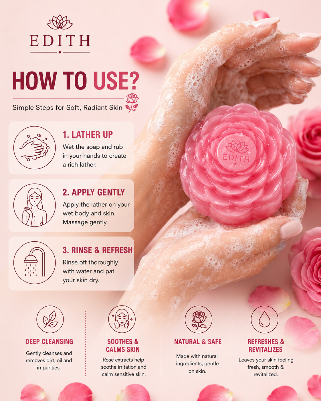 Rose Soap for Glowing & Hydrated Skin | Natural Floral Soap