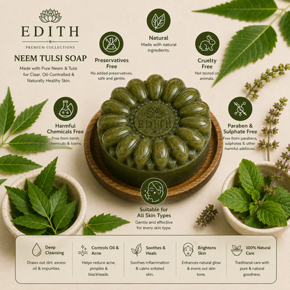 Neem Tulsi Soap for Acne & Pimples | Herbal Antibacterial Soap